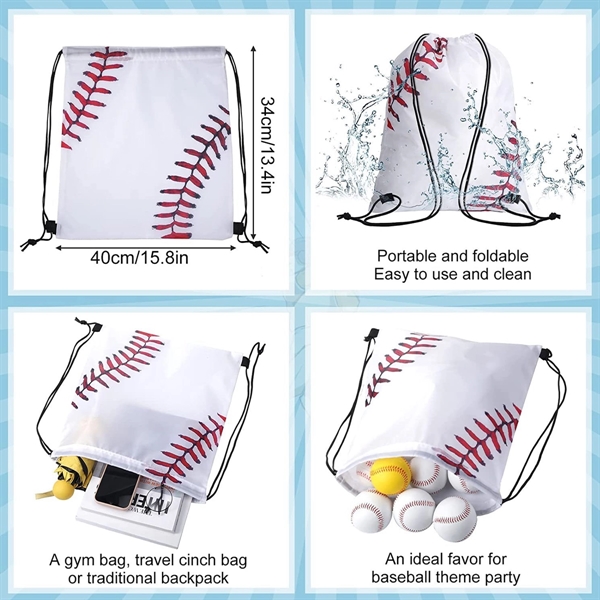 Baseball Drawstring Backpack - Baseball Drawstring Backpack - Image 1 of 3