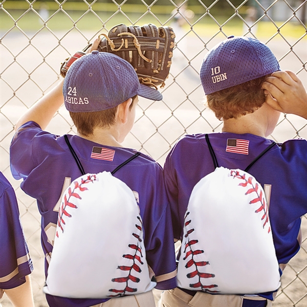 Baseball Drawstring Backpack - Baseball Drawstring Backpack - Image 3 of 3