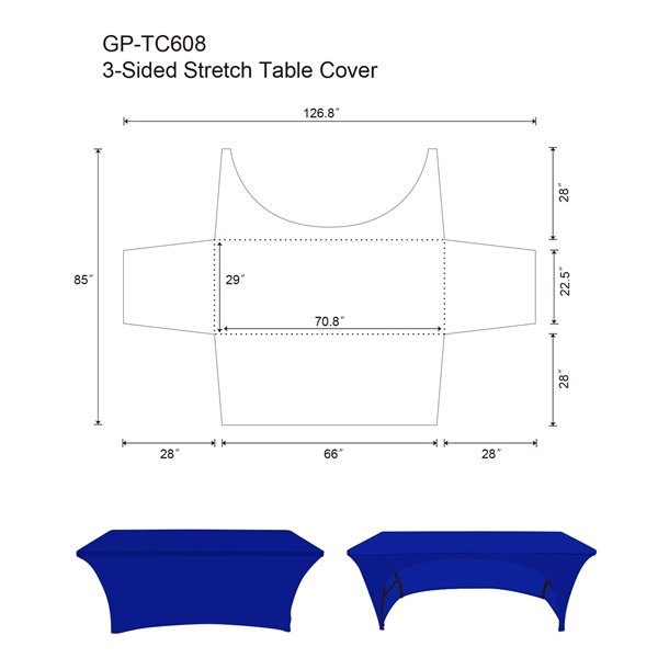 6ft 3 Sided Open Back Stretch Table Cover - 6ft 3 Sided Open Back Stretch Table Cover - Image 3 of 3