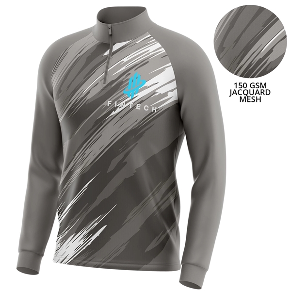 Unisex 150 GSM Jacquard Mesh Quarter Zipper Sweatshirt - Unisex 150 GSM Jacquard Mesh Quarter Zipper Sweatshirt - Image 0 of 3