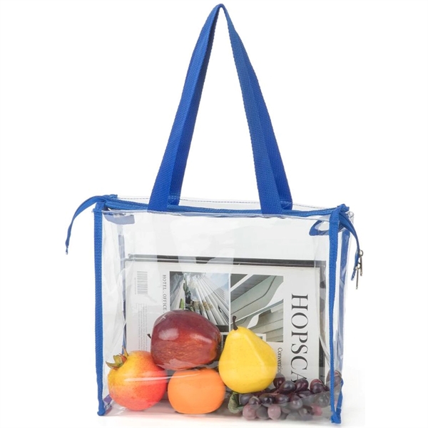 Clear Stadium PVC Transparent Zipper Tote Bag (12"X12"X6") - Clear Stadium PVC Transparent Zipper Tote Bag (12"X12"X6") - Image 1 of 8