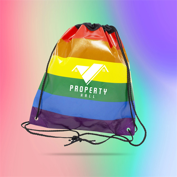 Jumbo Rainbow Drawstring Backpack Bag - Jumbo Rainbow Drawstring Backpack Bag - Image 0 of 4
