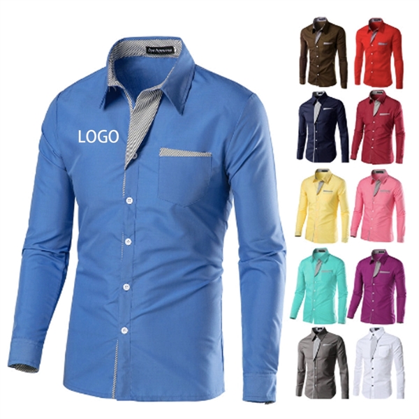 Men's Regular-Fit Long-Sleeve Pocket Polyester Cotton Shirt - Men's Regular-Fit Long-Sleeve Pocket Polyester Cotton Shirt - Image 0 of 4