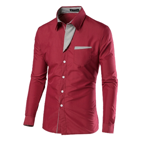 Men's Regular-Fit Long-Sleeve Pocket Polyester Cotton Shirt - Men's Regular-Fit Long-Sleeve Pocket Polyester Cotton Shirt - Image 1 of 4