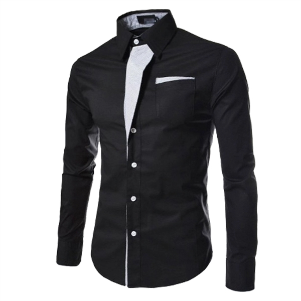 Men's Regular-Fit Long-Sleeve Pocket Polyester Cotton Shirt - Men's Regular-Fit Long-Sleeve Pocket Polyester Cotton Shirt - Image 2 of 4