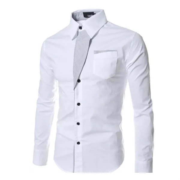 Men's Regular-Fit Long-Sleeve Pocket Polyester Cotton Shirt - Men's Regular-Fit Long-Sleeve Pocket Polyester Cotton Shirt - Image 3 of 4