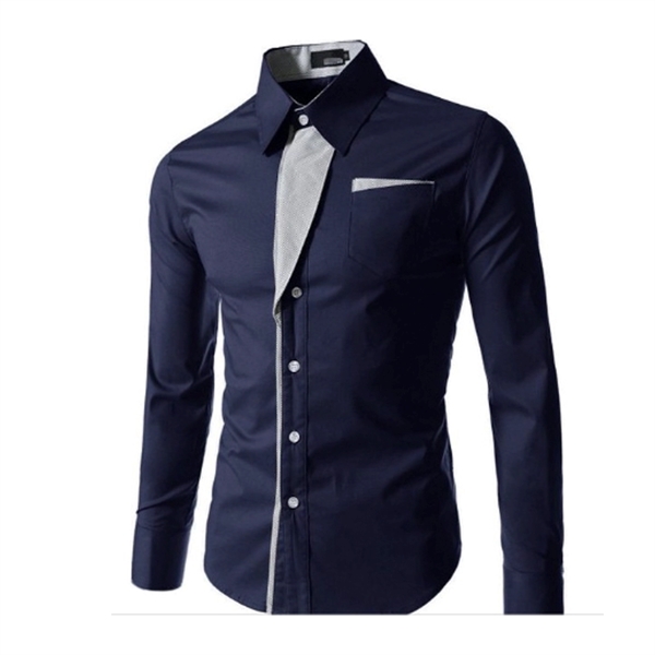 Men's Regular-Fit Long-Sleeve Pocket Polyester Cotton Shirt - Men's Regular-Fit Long-Sleeve Pocket Polyester Cotton Shirt - Image 4 of 4