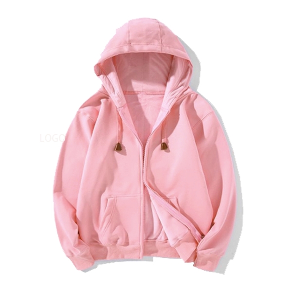 Winter Fleece Solid Color Men's Zipper Hoodie - Winter Fleece Solid Color Men's Zipper Hoodie - Image 5 of 5