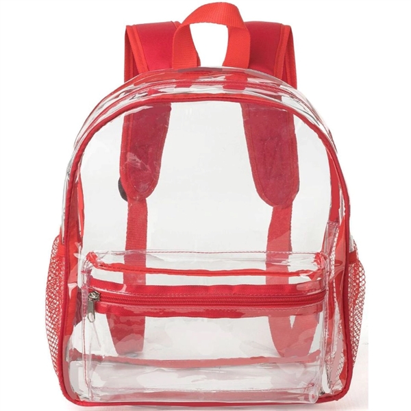 Clear Bag PVC Transparent Backpack, Side Mesh & Front Pocket - Clear Bag PVC Transparent Backpack, Side Mesh & Front Pocket - Image 3 of 7