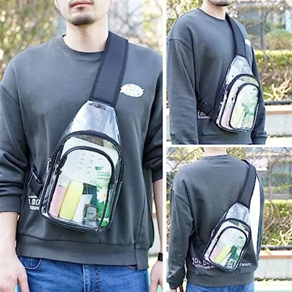 Sling Travel Clear Bag PVC Transparent Crossbody Backpack - Sling Travel Clear Bag PVC Transparent Crossbody Backpack - Image 1 of 10