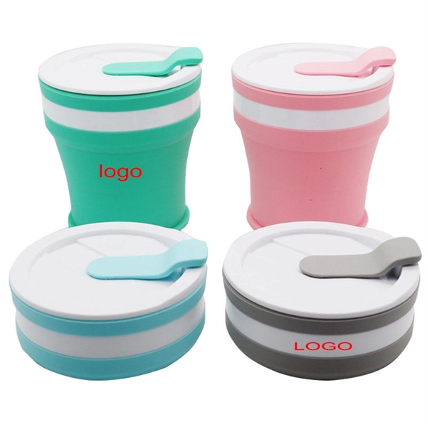 11.6oz Rowling Folding Silicone Cup W/straw - 11.6oz Rowling Folding Silicone Cup W/straw - Image 0 of 1