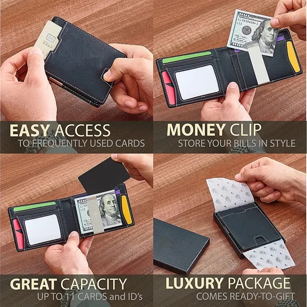 Slim RFID Wallet w/ Money Clip - Slim RFID Wallet w/ Money Clip - Image 1 of 7