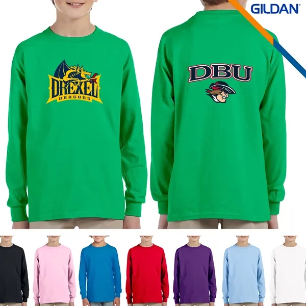 Gildan® 100% Preshrunk Cotton Youth Long Sleeve T-Shirts - Gildan® 100% Preshrunk Cotton Youth Long Sleeve T-Shirts - Image 0 of 4