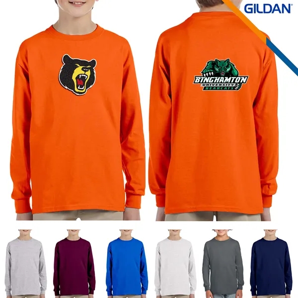 Gildan® 100% Preshrunk Cotton Youth Long Sleeve T-Shirts - Gildan® 100% Preshrunk Cotton Youth Long Sleeve T-Shirts - Image 1 of 4