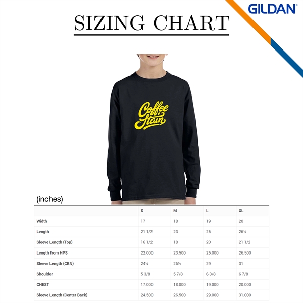 Gildan® 100% Preshrunk Cotton Youth Long Sleeve T-Shirts - Gildan® 100% Preshrunk Cotton Youth Long Sleeve T-Shirts - Image 2 of 4