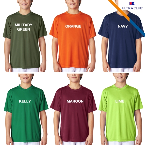 UltraClub® 4 Oz Youth' Cool & Dry Performance T-Shirts - UltraClub® 4 Oz Youth' Cool & Dry Performance T-Shirts - Image 4 of 7