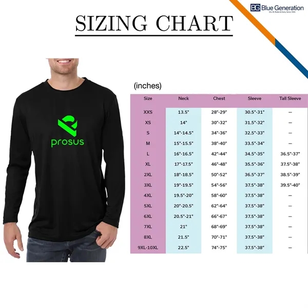 Blue Generation® Polyester Long Sleeve T-shirts - Blue Generation® Polyester Long Sleeve T-shirts - Image 2 of 9