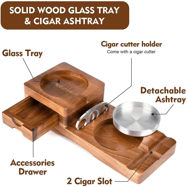 Cigar Ashtray Coaster With Whiskey Glass Tray - Cigar Ashtray Coaster With Whiskey Glass Tray - Image 2 of 4