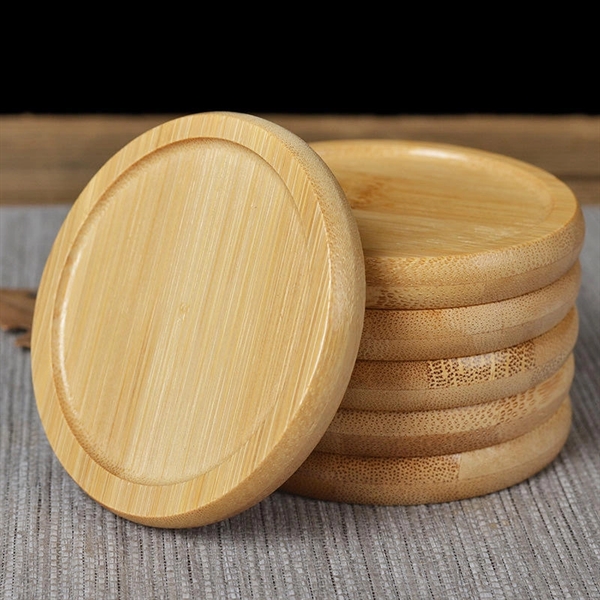 Round Beech Wooden Cup Coasters - Round Beech Wooden Cup Coasters - Image 1 of 3