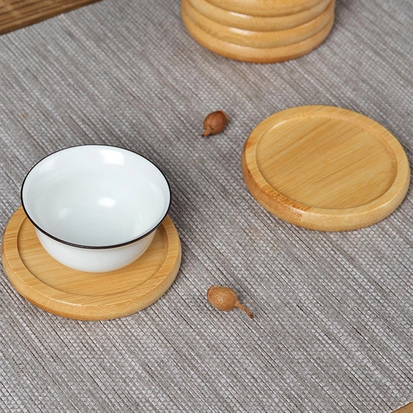 Round Beech Wooden Cup Coasters - Round Beech Wooden Cup Coasters - Image 2 of 3