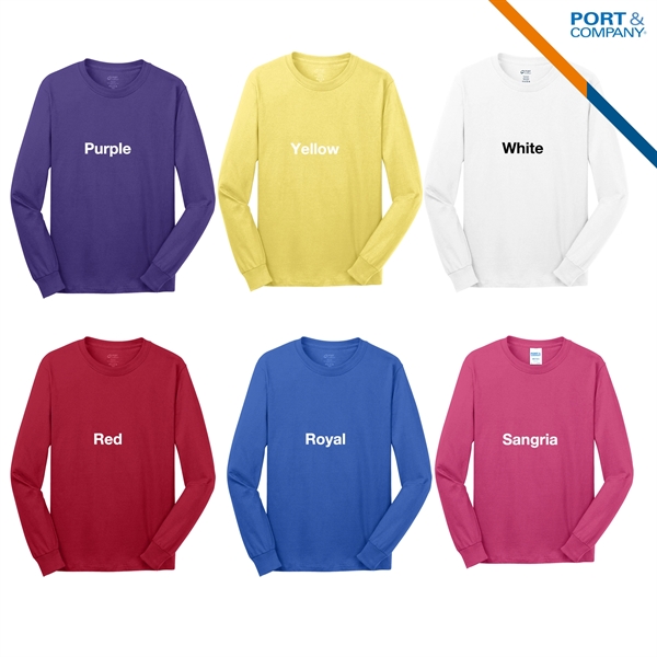 Port & Company® 5.4 Oz Cotton Long Sleeve T-Shirts - Port & Company® 5.4 Oz Cotton Long Sleeve T-Shirts - Image 3 of 6