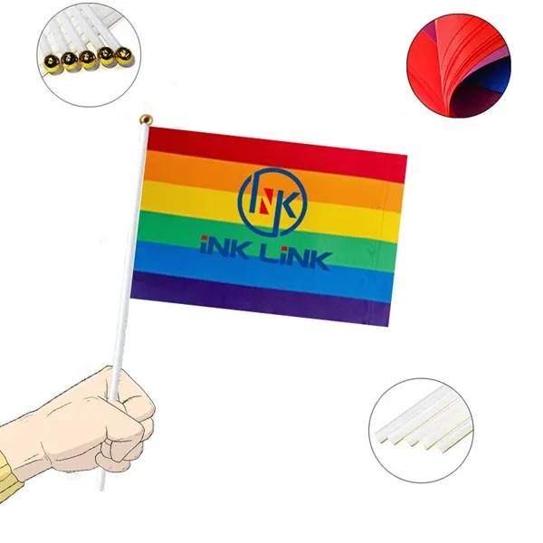 MOQ 100 PCS Gay Pride Hand Wave Flag - MOQ 100 PCS Gay Pride Hand Wave Flag - Image 1 of 1