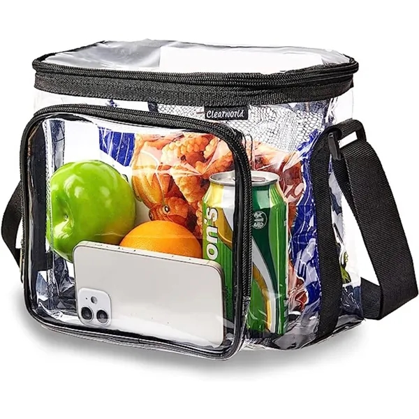 Large Stadium Clear PVC Lunch Bag w/ Front Zipper Pocket - Large Stadium Clear PVC Lunch Bag w/ Front Zipper Pocket - Image 4 of 11