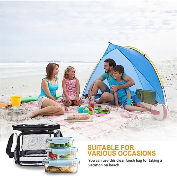 Large Stadium Clear PVC Lunch Bag w/ Front Zipper Pocket - Large Stadium Clear PVC Lunch Bag w/ Front Zipper Pocket - Image 5 of 11