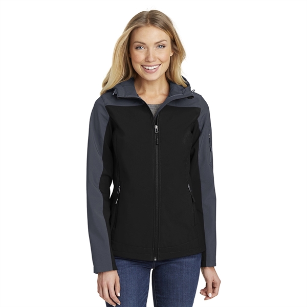 Port Authority® Ladies Hooded Core Soft Shell Jacket - Port Authority® Ladies Hooded Core Soft Shell Jacket - Image 2 of 3