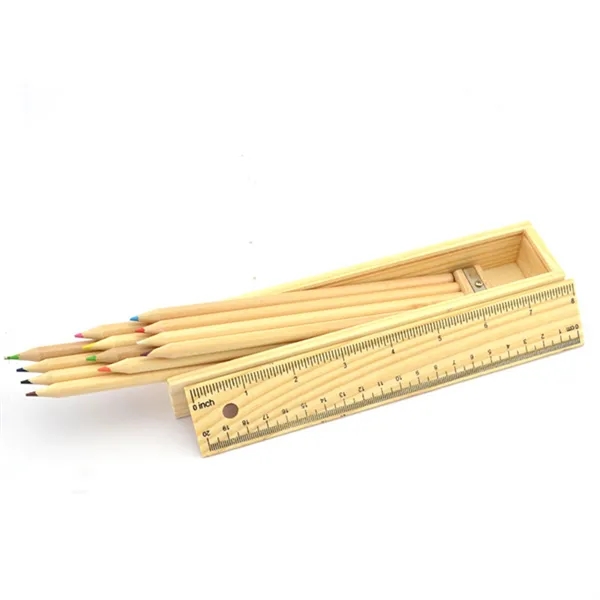 12-Piece Colored Pencil Set In Wooden Ruler Box - 12-Piece Colored Pencil Set In Wooden Ruler Box - Image 2 of 4