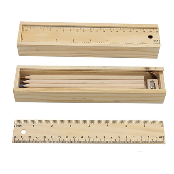 12-Piece Colored Pencil Set In Wooden Ruler Box - 12-Piece Colored Pencil Set In Wooden Ruler Box - Image 4 of 4