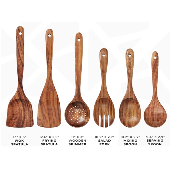Custom  Premium Wooden Kitchen Cooking Spoon Spatula Set - Custom  Premium Wooden Kitchen Cooking Spoon Spatula Set - Image 1 of 2