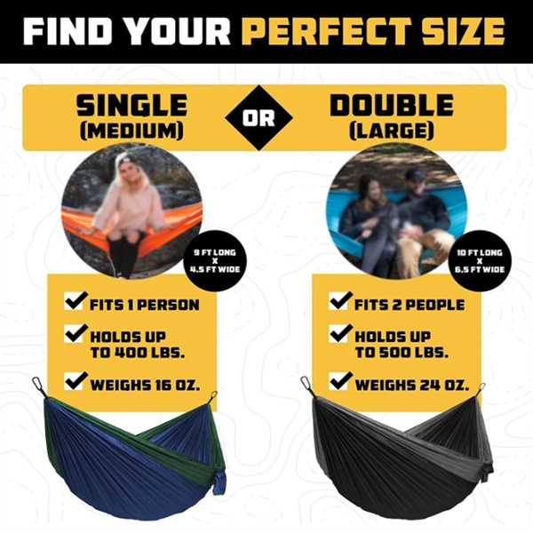 Custom Single or Double Portable Outdoor Camping Hammock - Custom Single or Double Portable Outdoor Camping Hammock - Image 2 of 9