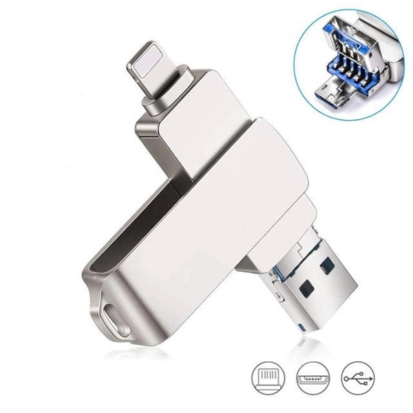 3 In 1 USB Flash Drive OTG U Disk For Phone/PC/  Android - 3 In 1 USB Flash Drive OTG U Disk For Phone/PC/  Android - Image 2 of 6