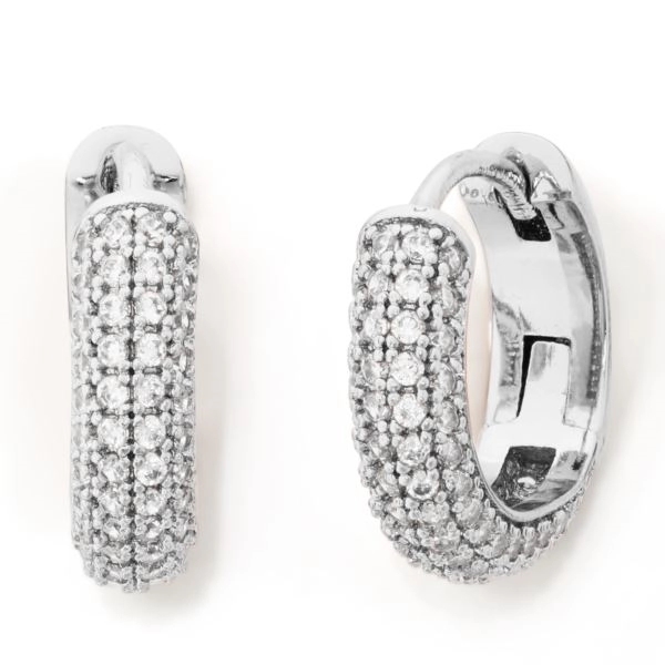 Brilliant Statements Pave Mini Huggies - Clear/Silver - Brilliant Statements Pave Mini Huggies - Clear/Silver - Image 0 of 0