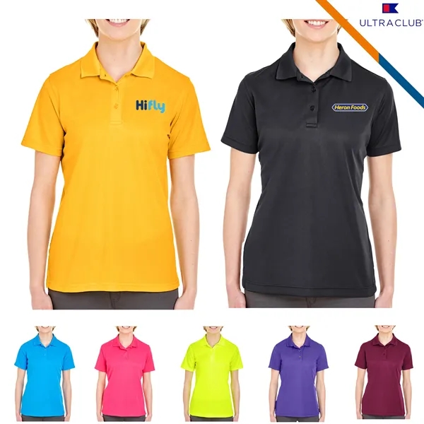 Ultra Club® 4.4oz Polyester Ladies' Polo Shirts - Ultra Club® 4.4oz Polyester Ladies' Polo Shirts - Image 1 of 5