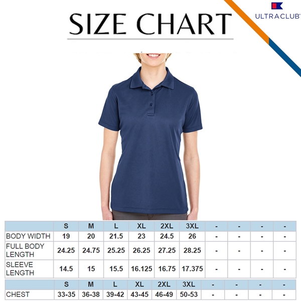 Ultra Club® 4.4oz Polyester Ladies' Polo Shirts - Ultra Club® 4.4oz Polyester Ladies' Polo Shirts - Image 2 of 5