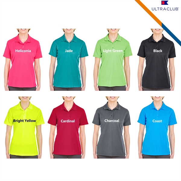 Ultra Club® 4.4oz Polyester Ladies' Polo Shirts - Ultra Club® 4.4oz Polyester Ladies' Polo Shirts - Image 3 of 5
