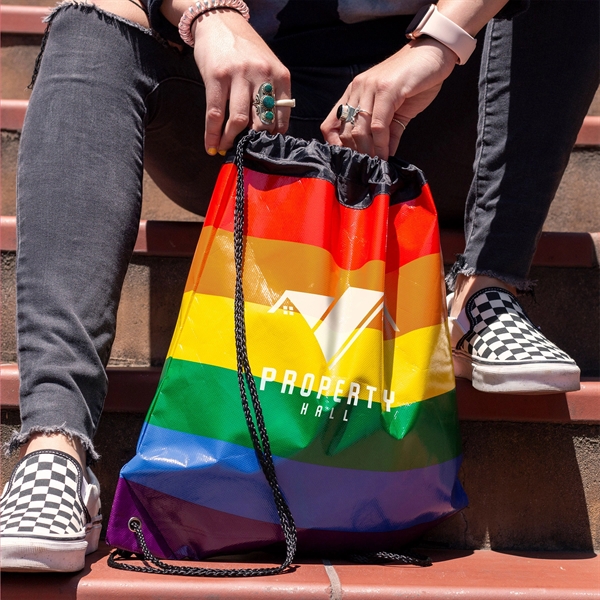 Jumbo Rainbow Drawstring Backpack Bag - Jumbo Rainbow Drawstring Backpack Bag - Image 2 of 4