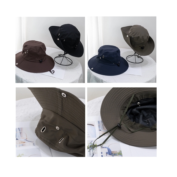 Outdoor Fishing Wide Brim Sun Bucket Hat - Outdoor Fishing Wide Brim Sun Bucket Hat - Image 1 of 2