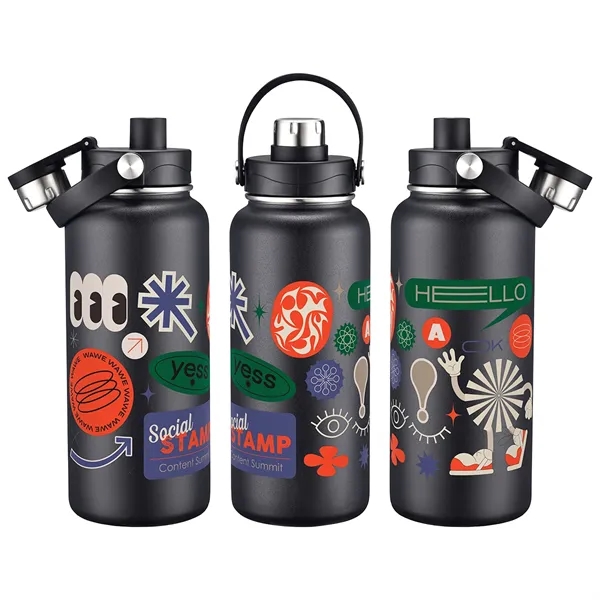 Custom Bresso 34 oz Vacuum Insulated Bottle with Twist Top Spout