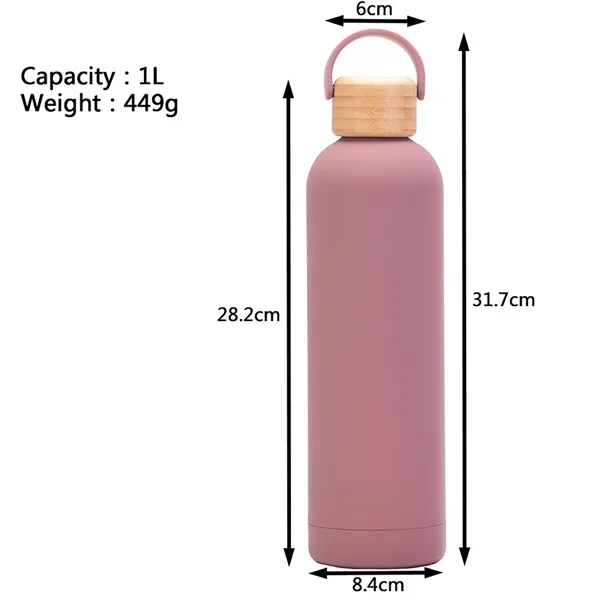 1L Insulated Water Bottle With Bamboo Lid - 1L Insulated Water Bottle With Bamboo Lid - Image 3 of 5