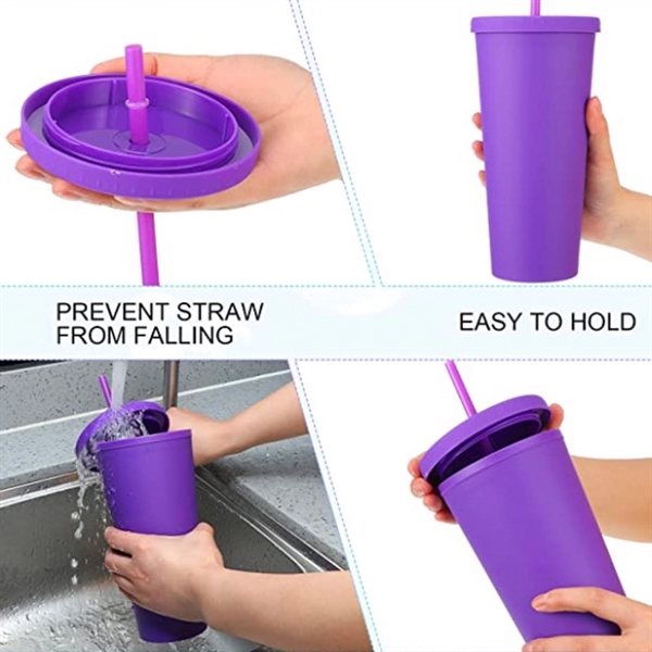 24Oz Colored Plastic Cups With Straws - 24Oz Colored Plastic Cups With Straws - Image 1 of 2
