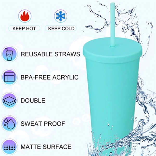 24Oz Colored Plastic Cups With Straws - 24Oz Colored Plastic Cups With Straws - Image 2 of 2