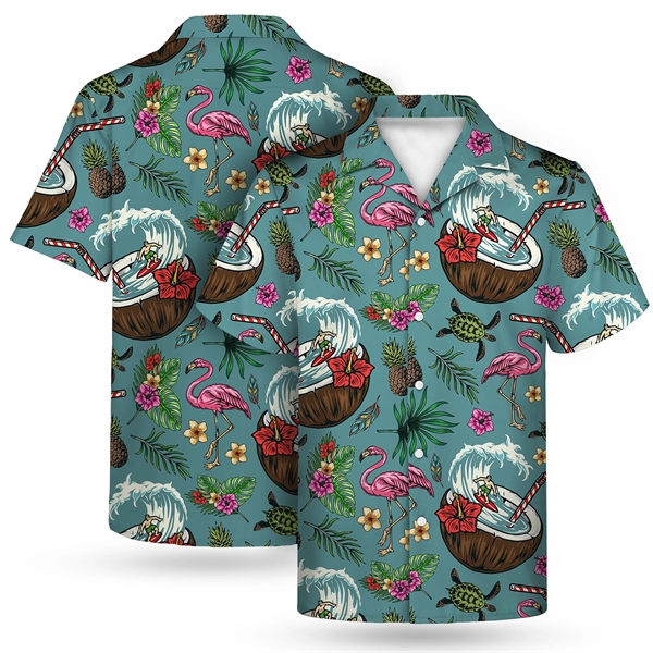 Men's 135gsm Sublimated Hawaiian Cuban Collar Camp Shirt - Men's 135gsm Sublimated Hawaiian Cuban Collar Camp Shirt - Image 1 of 7