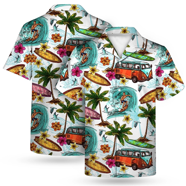 Men's 135gsm Sublimated Hawaiian Cuban Collar Camp Shirt - Men's 135gsm Sublimated Hawaiian Cuban Collar Camp Shirt - Image 2 of 7