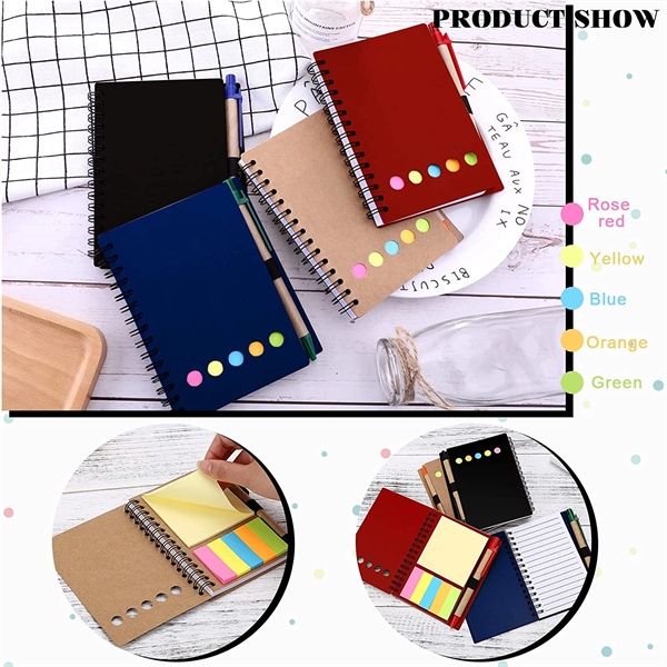 5.5 inch Pocket Spiral Notebook W/ Sticky Notes and Pen - 5.5 inch Pocket Spiral Notebook W/ Sticky Notes and Pen - Image 2 of 4