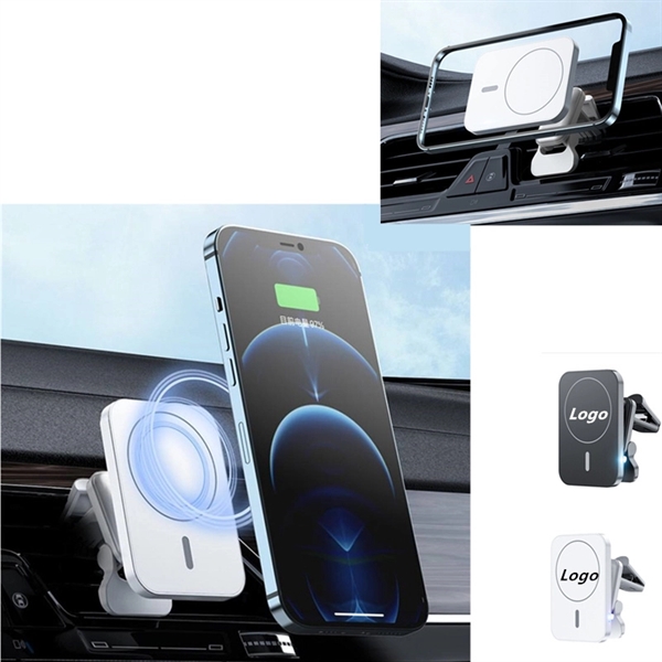 15W Magnetic Fast Wireless Car Charger Vent Mount - 15W Magnetic Fast Wireless Car Charger Vent Mount - Image 0 of 5