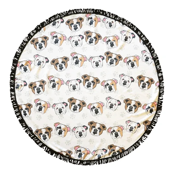 Round Microfiber Beach Towel With Fringe