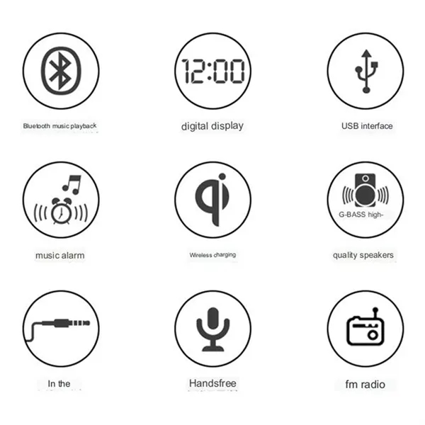 Wireless Charger With Bluetooth Speaker With Alarm Clock - Wireless Charger With Bluetooth Speaker With Alarm Clock - Image 2 of 2